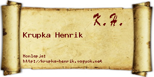 Krupka Henrik névjegykártya